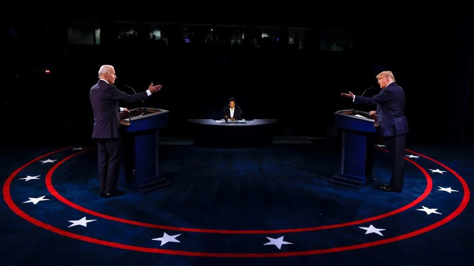 In the four years since Joe Biden and Donald Trump last went head-to-head in a presidential debate - pictured here in October, 2020 - Germans have been reassessing their dependence on the US. - Jim Bourg/AFP/Getty Images