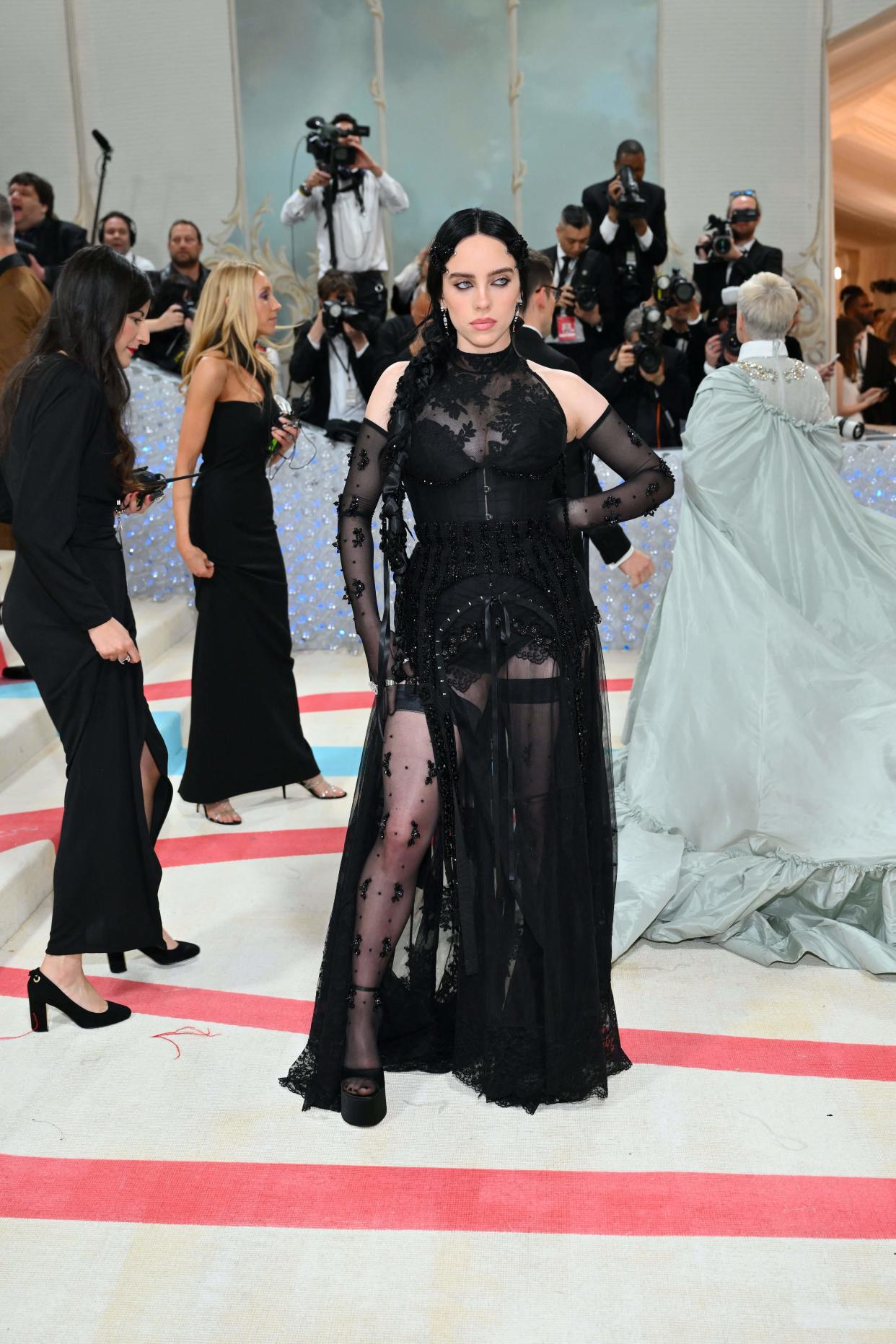 US singer-songwriter Billie Eilish arrives for the 2023 Met Gala at the Metropolitan Museum of Art on May 1, 2023, in New York. - The Gala raises money for the Metropolitan Museum of Art's Costume Institute. The Gala's 2023 theme is 