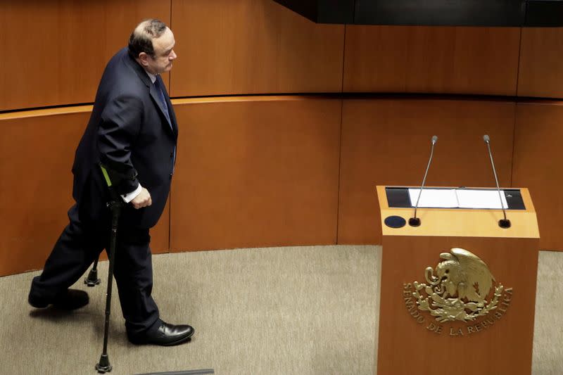 FILE PHOTO: Guatemala's President Giammattei attends a session of Mexico's Senate, in Mexico City