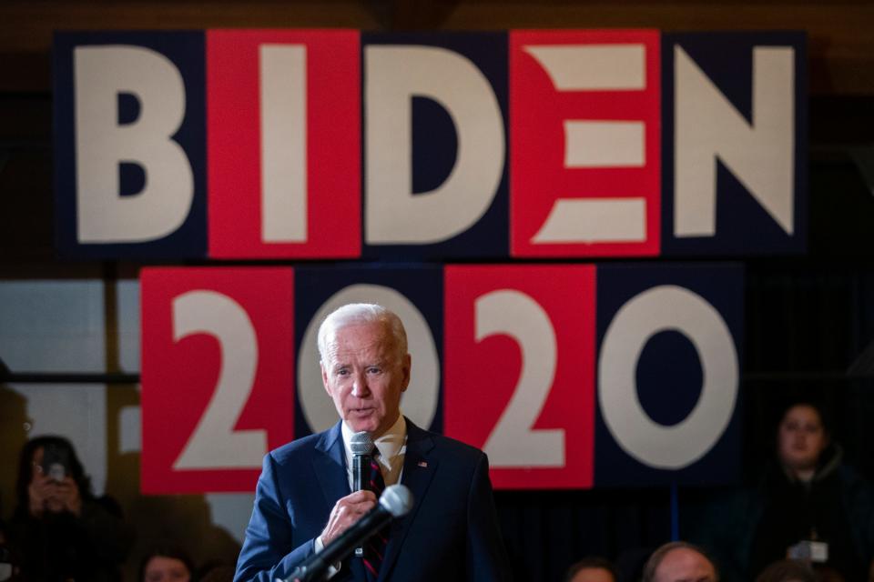 2:16 p.m. — Former Vice President Joe Biden speaks on Jan. 18, 2020 at Simpson College's Pfeiffer Hall.