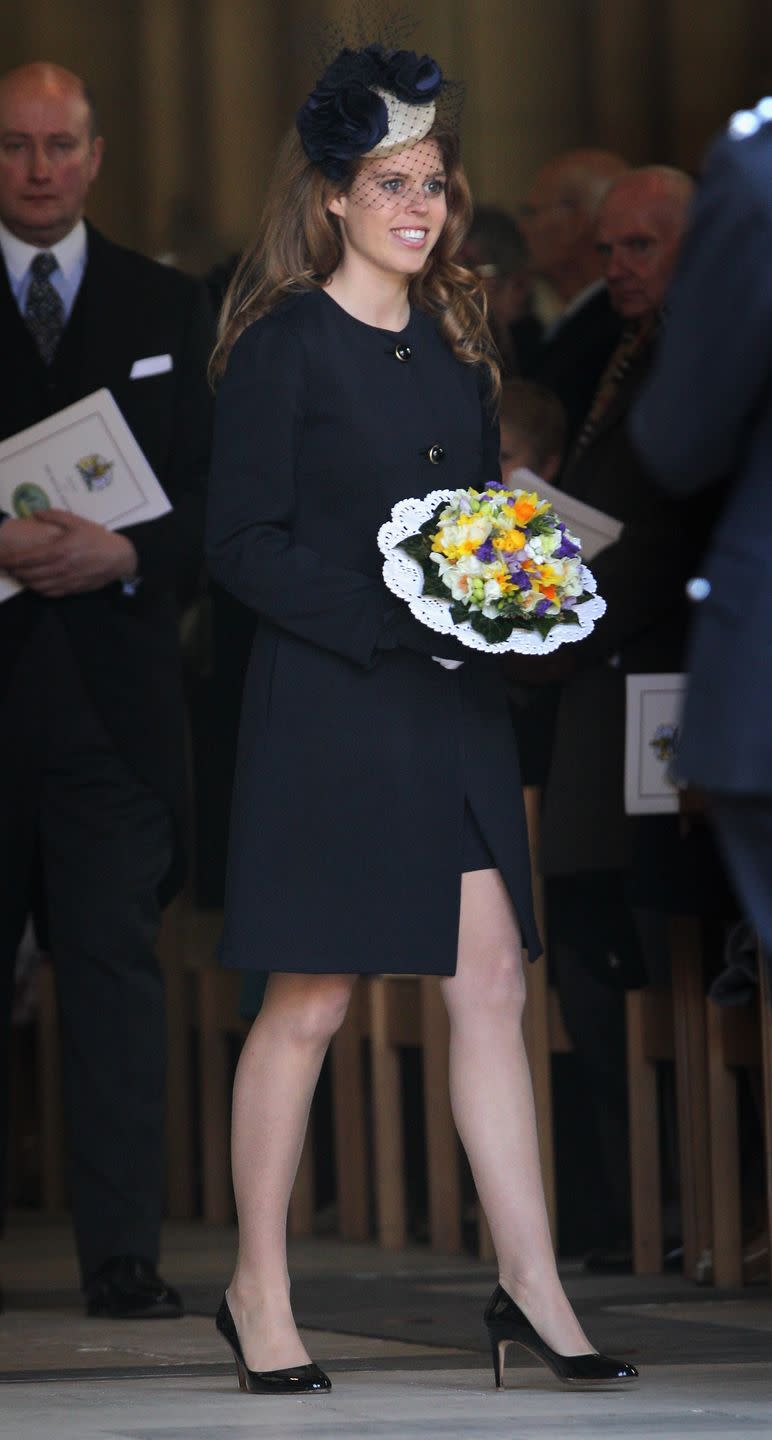 <p>Beatrice wore a classic black ensemble paired with sleek black heels while leaving York Minster after a Maundy Thursday Service.</p>