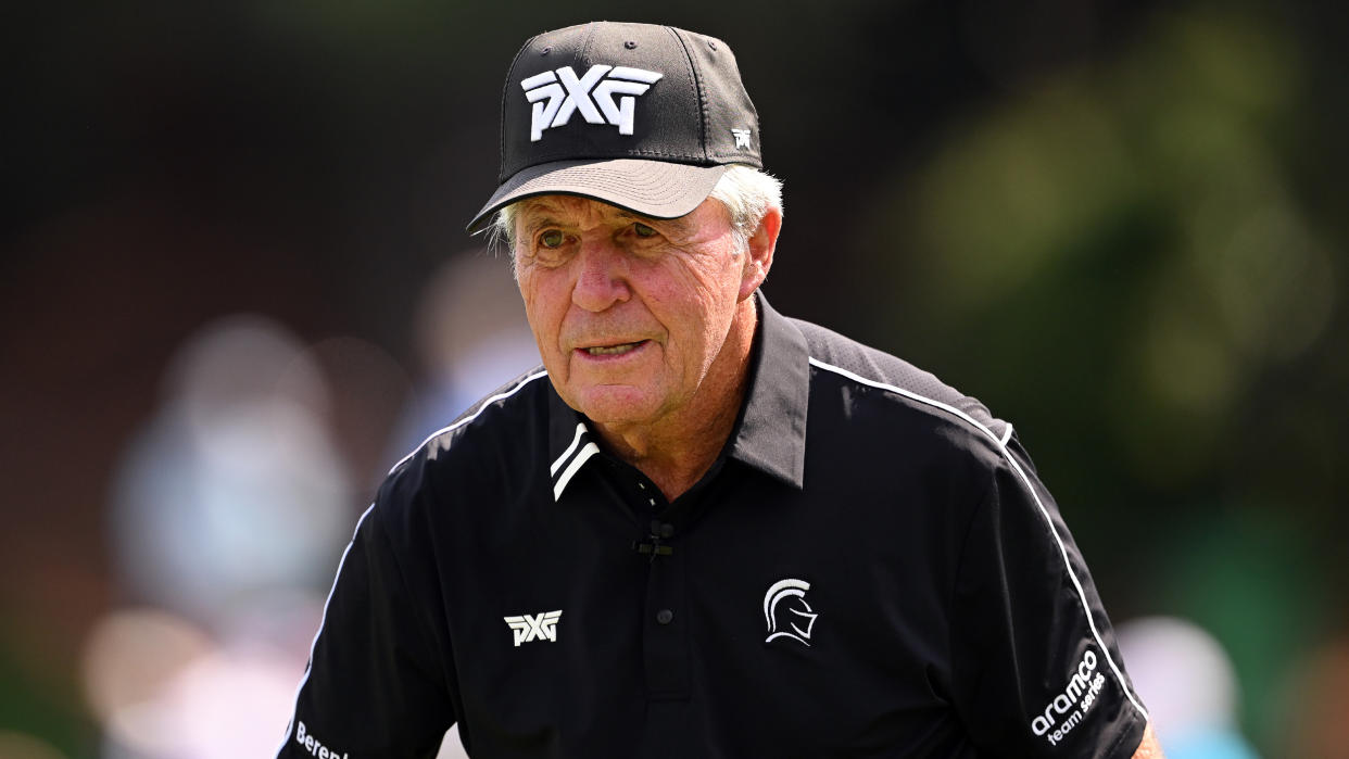  Gary Player looks on during the 2023 Masters Par 3 Contest 