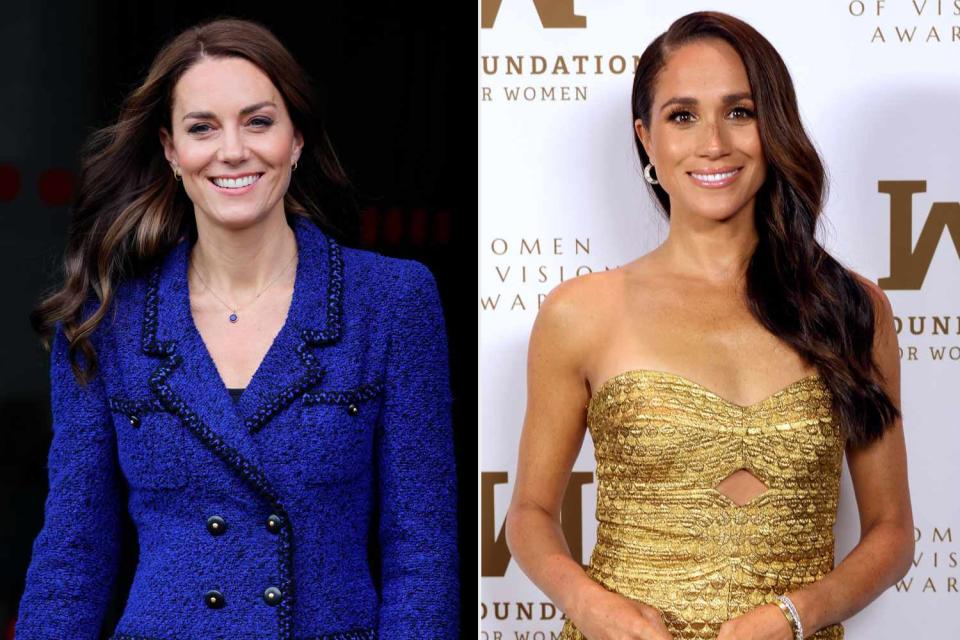 <p>Max Mumby/Indigo/Getty;  Kevin Mazur/Getty Images Ms. Foundation for Women</p> Kate Middleton and Meghan Markle