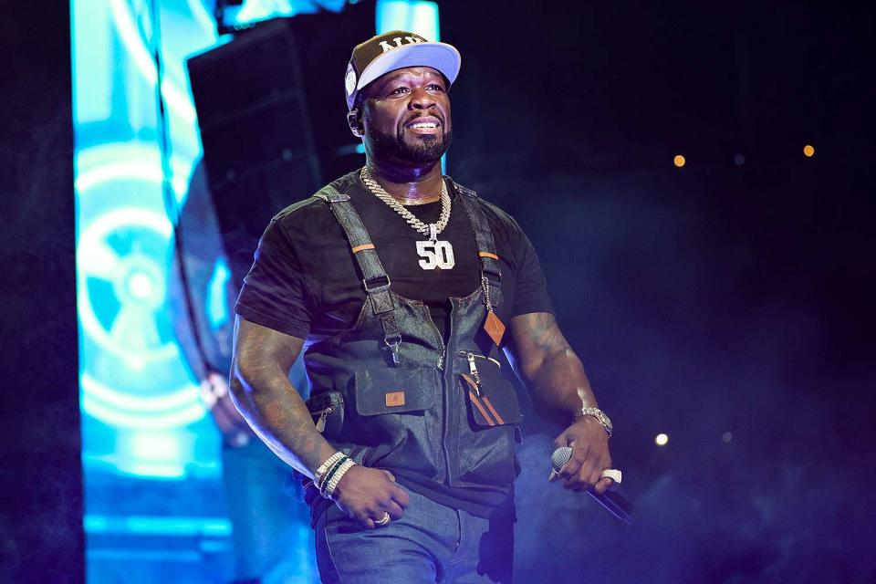 <p>Jamie McCarthy/Getty Images</p> 50 Cent performs in NYC on Aug. 10, 2023