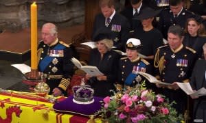 Prince Harry and Meghan Markle Sit in 2nd Row for Queen's Funeral: Photos