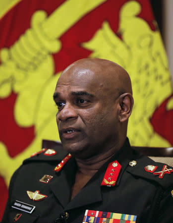 Sri Lanka's Army commander Mahesh Senanayake speaks during an interview with Reuters at the Army Headquarters in Colombo, Sri Lanka May 10, 2019. REUTERS/Dinuka Liyanawatte