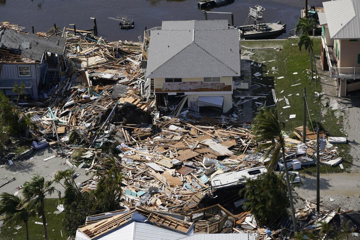 Damaged homes are seen in the aftermath of Hurricane Ian, Thursday, Sept. 29, 2022, in Fort Myers Beach, Fla.