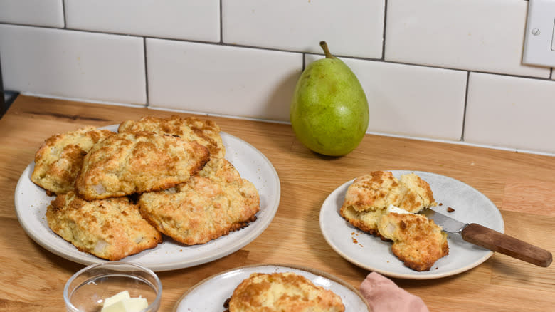 pear and ginger scones on plate