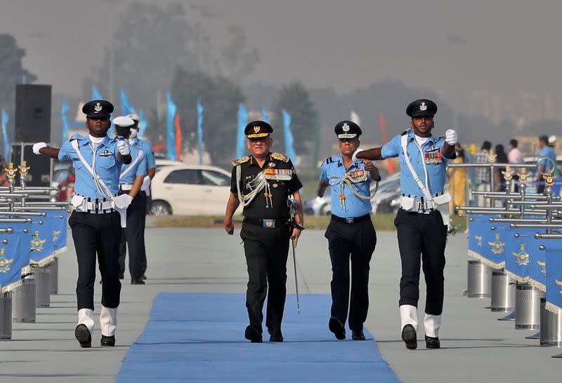 India's Chief of Defence staff General Bipin Rawat arrives during the 89th Air Force Day parade, at Hindon Air Force Station in Ghaziabad