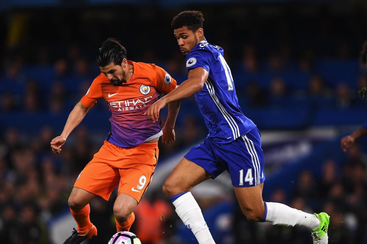 Feeling Blue: Ruben Loftus-Cheek during a rare Premier League first-team foray against Manchester City last month: Mike Hewitt/Getty Images