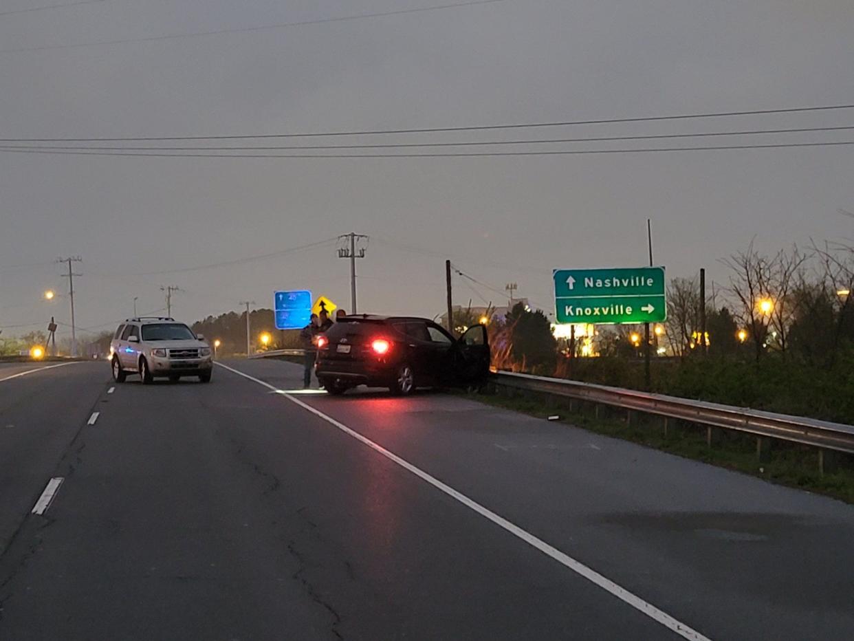 A man tried to drive away after being shot and then crashed into a guard rail on Donelson Pike near the Nashville airport on Tuesday, April 5, 2022, according to police.