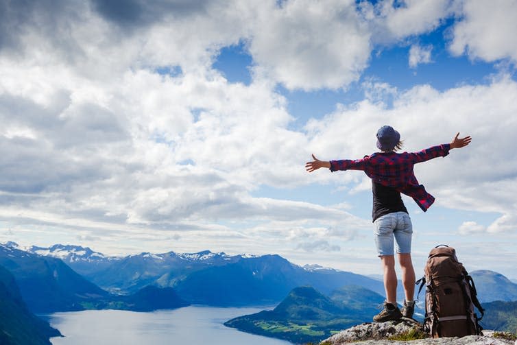 <span class="caption">Only you can experience your emotions.</span> <span class="attribution"><a class="link " href="https://www.shutterstock.com/image-photo/happy-hiker-her-arms-outstretched-freedom-347845511?src=YHUWldAWLvgabWMmx7t27g-1-6" rel="nofollow noopener" target="_blank" data-ylk="slk:Olga Danylenko;elm:context_link;itc:0;sec:content-canvas">Olga Danylenko</a></span>