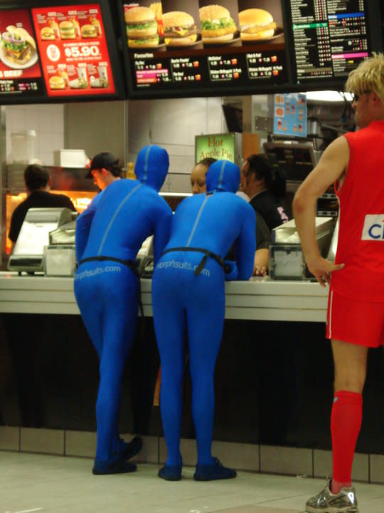 Blue men super-size it.