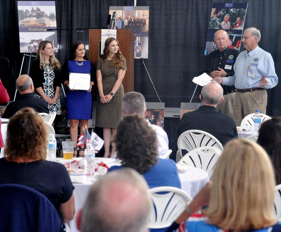 Michelle Rothgery, Samira Zimmerly and Grace Howell of the Wooster Chamber of Commerce were awarded the Seven Seals Award for meritorious leadership and initiative in support of the men and women who serve in the National Guard and Reserve.