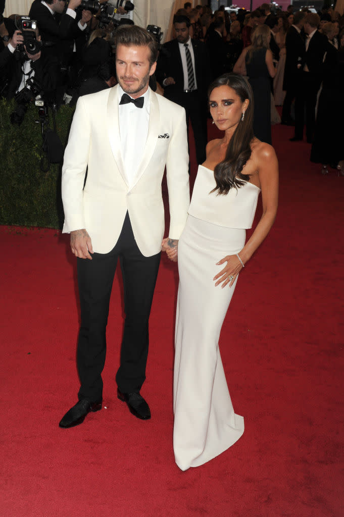 2014年6月5日，名人情侶 David & Victoria Beckham 參加 2014 Met Gala。