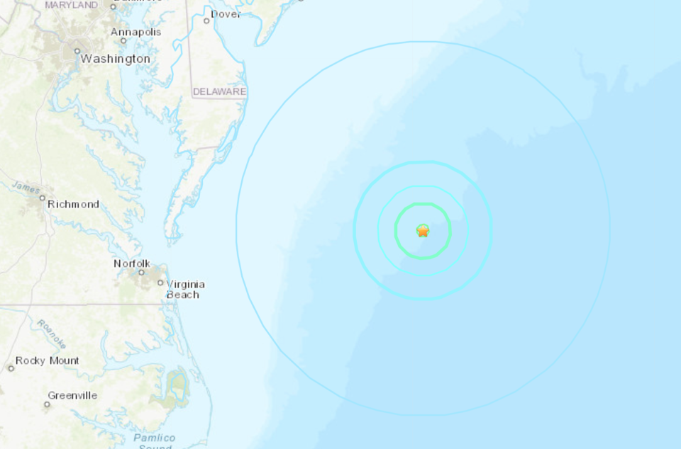 A 4.7 magnitude earthquake was reported 136 miles off the coast of Ocean City, Maryland on Jan. 15, 2019.