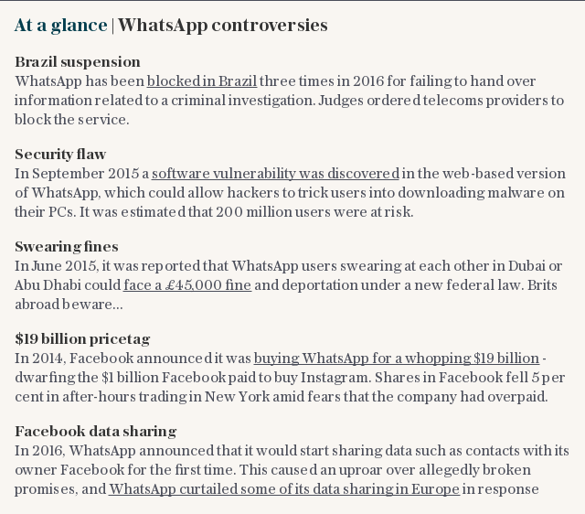 At a glance | WhatsApp controversies