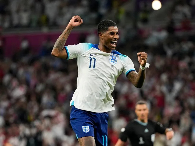 Marcus Rashford es uno de los m&#xe1;ximos anotadores del Mundial, con tres goles