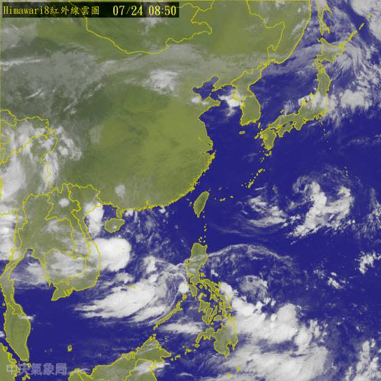 菲律賓東方海面的熱帶系統能否發展成9號颱風仍要持續觀察。（圖／翻攝自氣象局）