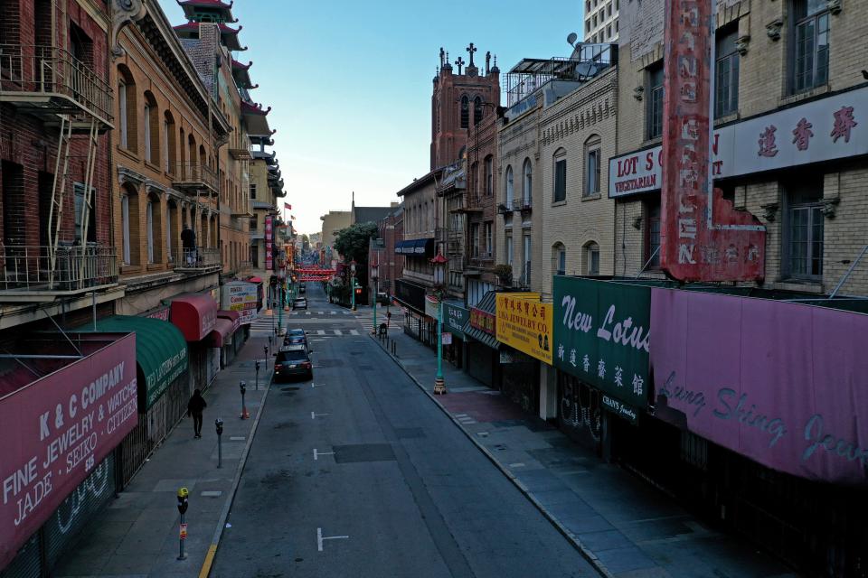 A deserted Grant Street in Chinatown on April 1, 2020, in San Francisco.