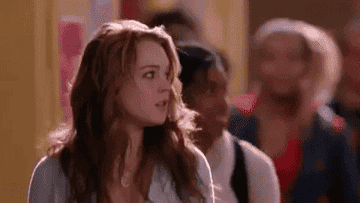 Lindsay Lohan trips into a trash can in "Mean Girls"