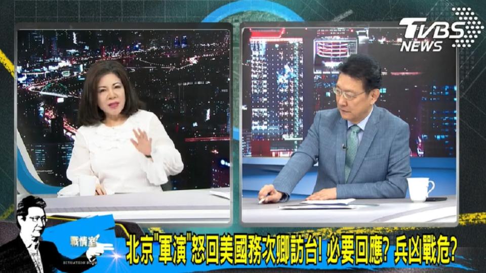 陳文茜在TVBS《少康戰情室》與趙少康大聊台獨話題。（圖／TVBS）