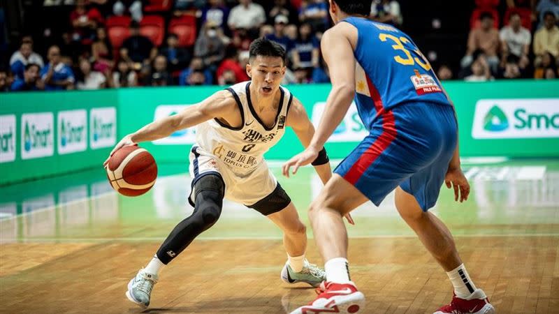 台灣男籃林秉聖首次登錄，上場7分鐘拿下3分3抄截。（圖／翻攝自FIBA官網）