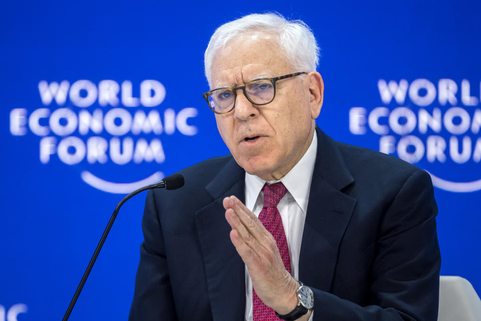 Co-chairman of the private equity firm of The Carlyle Group David Rubenstein attends a session on the closing day of the World Economic Forum (WEF) annual meeting in Davos, on January 19, 2024. (Photo by Fabrice COFFRINI / AFP) (Photo by FABRICE COFFRINI/AFP via Getty Images)