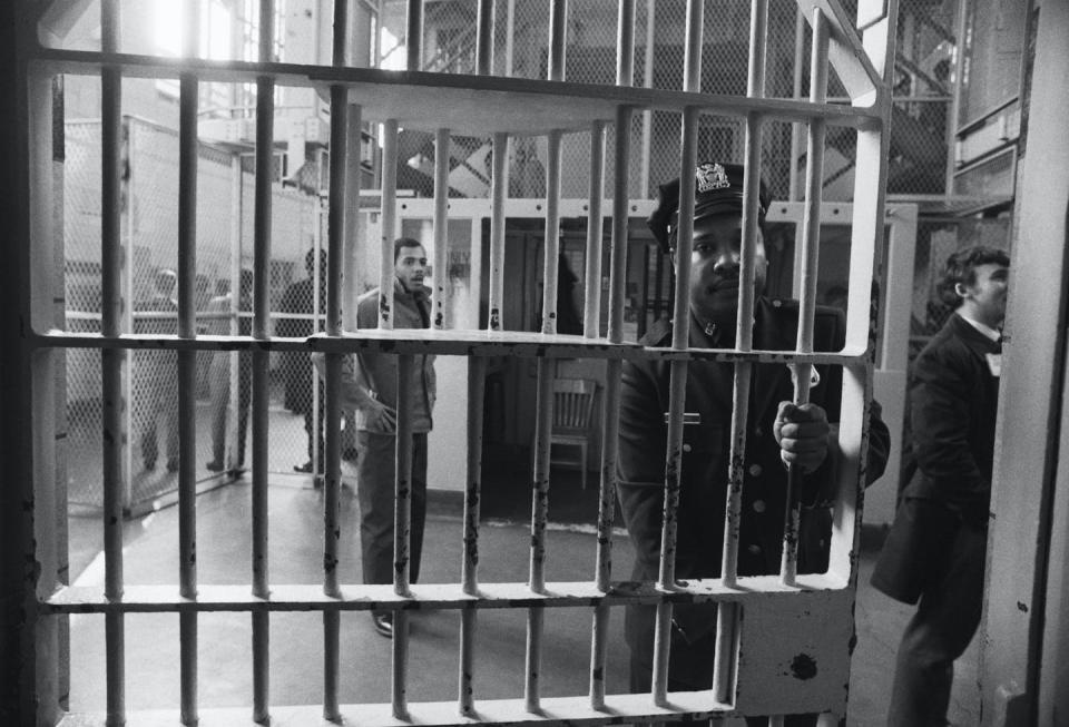 <span class="caption">A 1970 image of prisoners in cell blocks at Rikers Island Prison.</span> <span class="attribution"><a class="link " href="https://www.gettyimages.com/detail/news-photo/rikers-island-new-york-prisoners-in-cell-blocks-at-rikers-news-photo/515297520?adppopup=true" rel="nofollow noopener" target="_blank" data-ylk="slk:Bettmann / Contributor/Bettmann via Getty Images;elm:context_link;itc:0;sec:content-canvas">Bettmann / Contributor/Bettmann via Getty Images</a></span>