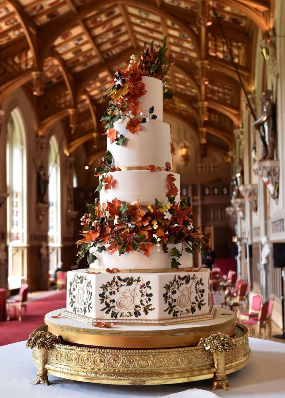 <p>London cake designer <a rel="nofollow noopener" href="https://www.royal.uk/update-wedding-princess-eugenie-york-and-mr-jack-brooksbank" target="_blank" data-ylk="slk:Sophie Cabot;elm:context_link;itc:0;sec:content-canvas" class="link ">Sophie Cabot</a> concocted the red velvet and chocolate confection. She decorated the dessert with fall hues and ivy sugar work, a nod to the couple's home at <a rel="nofollow noopener" href="https://www.goodhousekeeping.com/life/a20112830/princess-eugenie-kensington-palace/" target="_blank" data-ylk="slk:Ivy Cottage in Kensington Palace;elm:context_link;itc:0;sec:content-canvas" class="link ">Ivy Cottage in Kensington Palace</a>.</p>