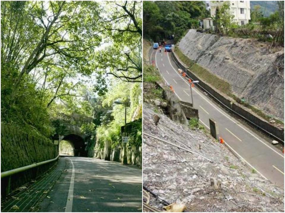 ▲心痛！砸4000萬水土保持…台中東豐綠廊「整排樹全砍光」。（圖／翻攝自臉書）