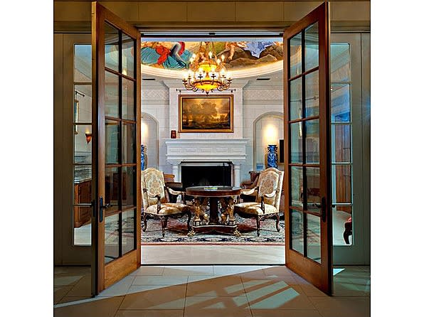 The drawing room, with a ceiling mural.