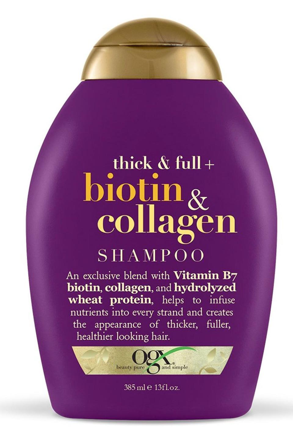 <p><a href="https://go.redirectingat.com?id=74968X1596630&url=https%3A%2F%2Fwww.ulta.com%2Fp%2Fthick-full-biotin-collagen-shampoo-xlsImpprod4920057&sref=https%3A%2F%2Fwww.cosmopolitan.com%2Fstyle-beauty%2Fbeauty%2Fg28829338%2Fbest-shampoo-for-fine-hair%2F" rel="nofollow noopener" target="_blank" data-ylk="slk:Shop Now;elm:context_link;itc:0;sec:content-canvas" class="link ">Shop Now</a></p><p>Thick & Full Biotin & Collagen Shampoo</p><p>$10.69</p><p>ulta.com</p><span class="copyright">OGX</span>