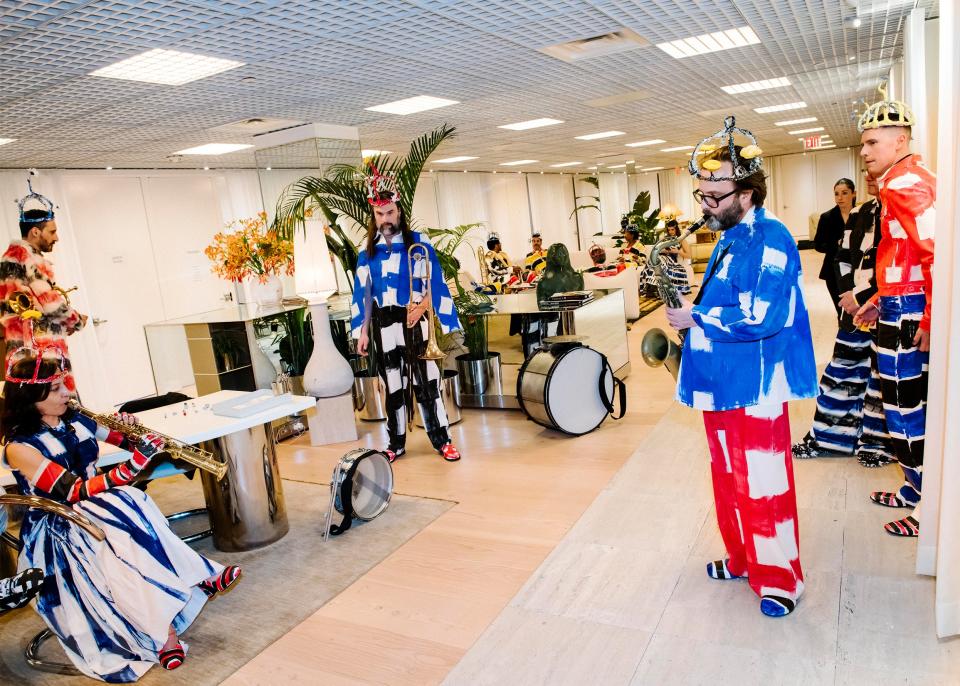 The day of the event, the marching band assembled in WSA's Water Lounge, a new wellness hub.