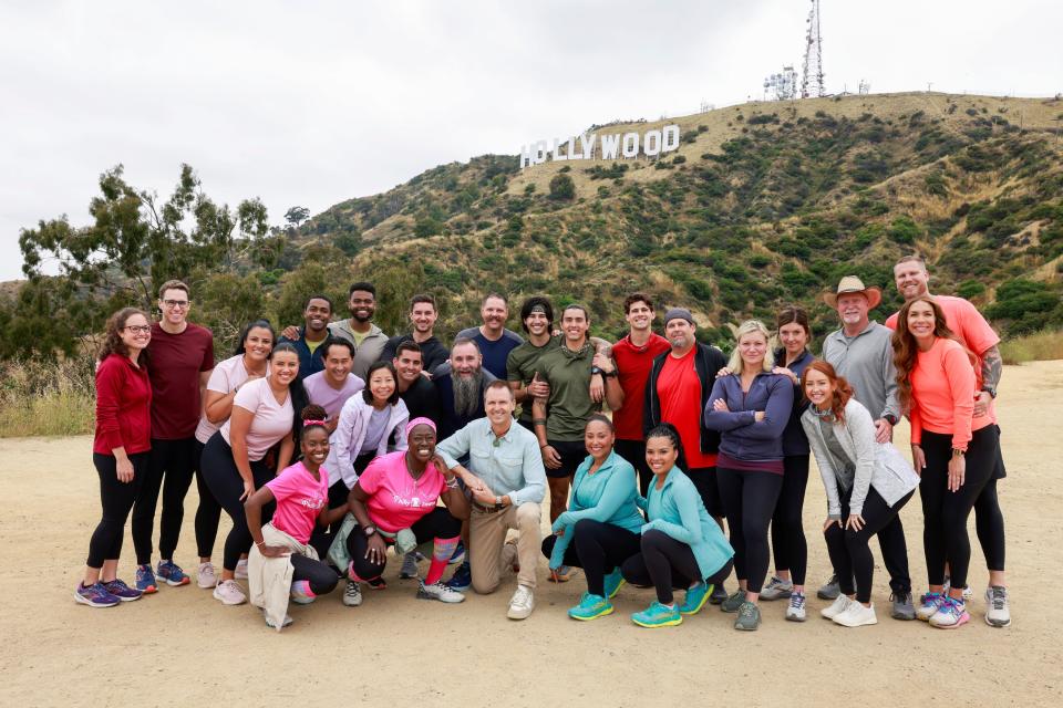 The Franklin sisters (blue) are among the 12 teams competing in this season's 'The Amazing Race' on CBS. The show begins its milestone 35th season at the iconic Hollywood Sign, celebrating the famous landmark’s100th anniversary.
