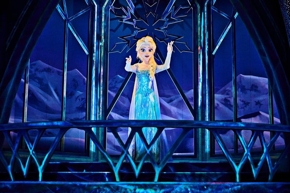 Elsa waves her magic on Frozen Ever After at World of Frozen.