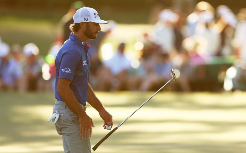 Max Homa on the 16th green