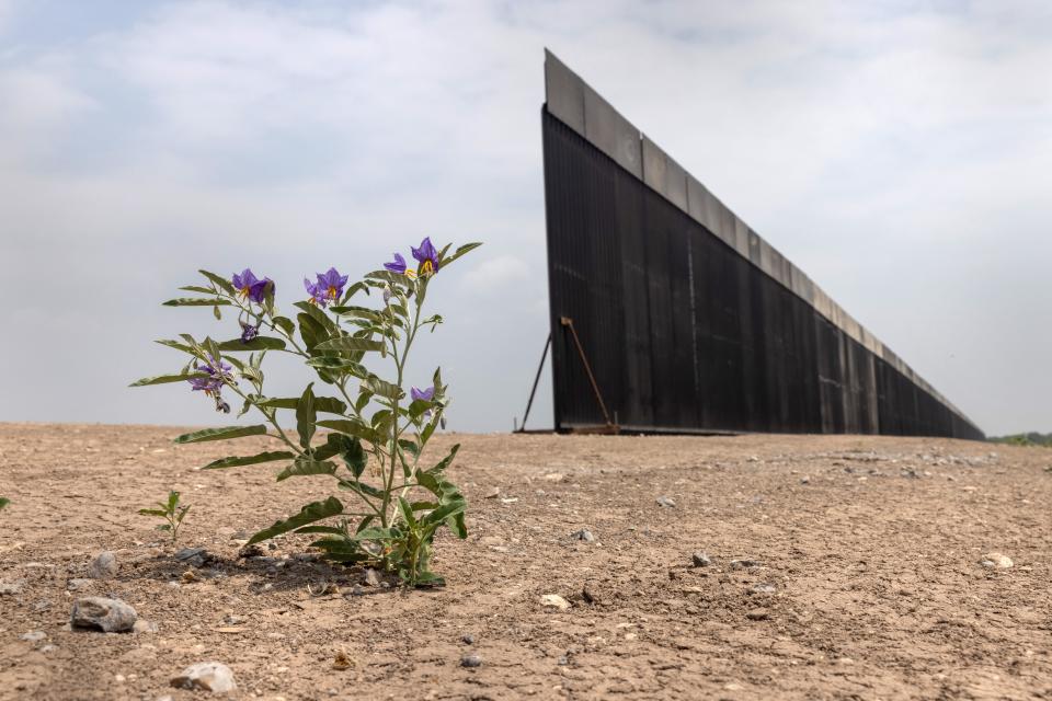 Unfinished section of former President Donald Trump's wall on the U.S.-Mexico border on April 14, 2021 near La Joya, Texas.