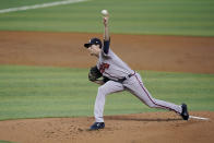 Atlanta Braves' Max Fried delivers a pitch during the first inning of a baseball game against the Miami Marlins, Saturday, June 12, 2021, in Miami. (AP Photo/Wilfredo Lee)