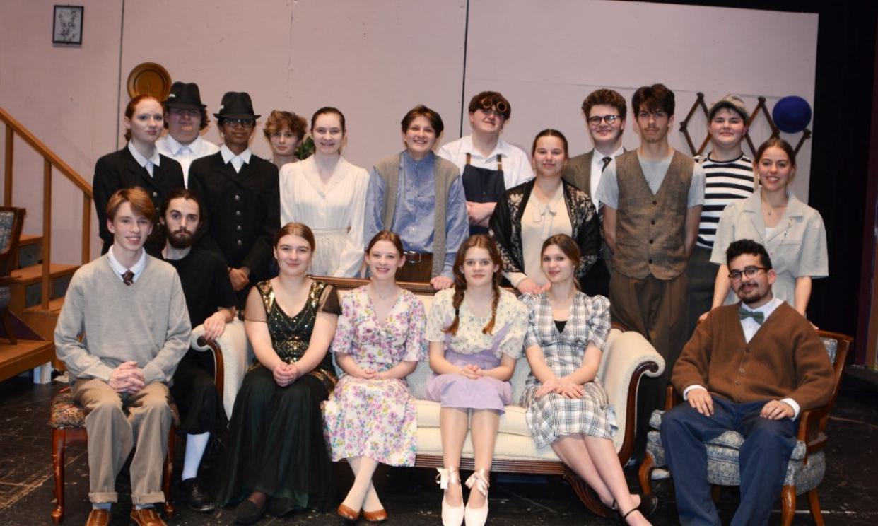 The cast of "You Can't Take It With You" at Monroe High School is shown. The show opens Friday.