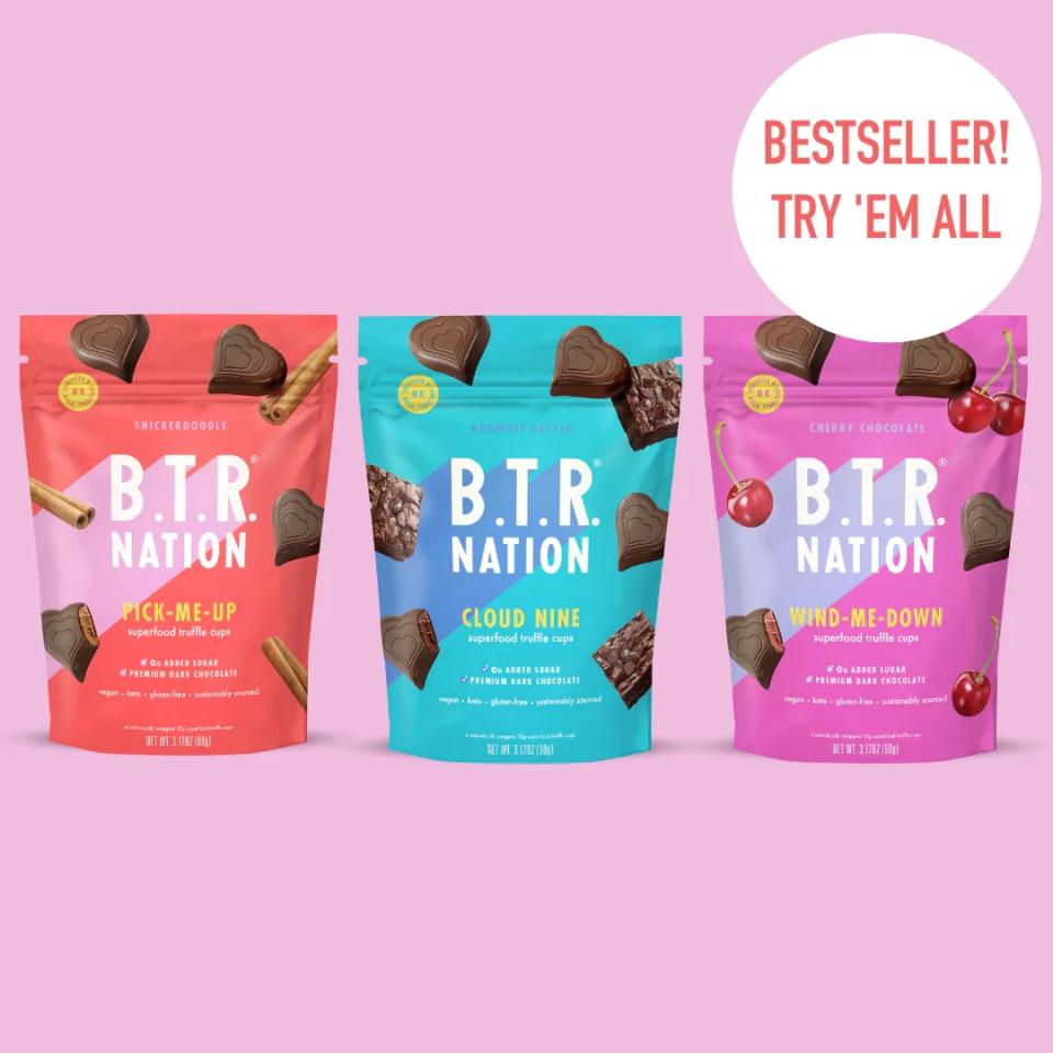 B.T.R. Nation DARK CHOCOLATE SUPERFOOD TRUFFLE CUPS: VARIETY PACK (18 CUPS)