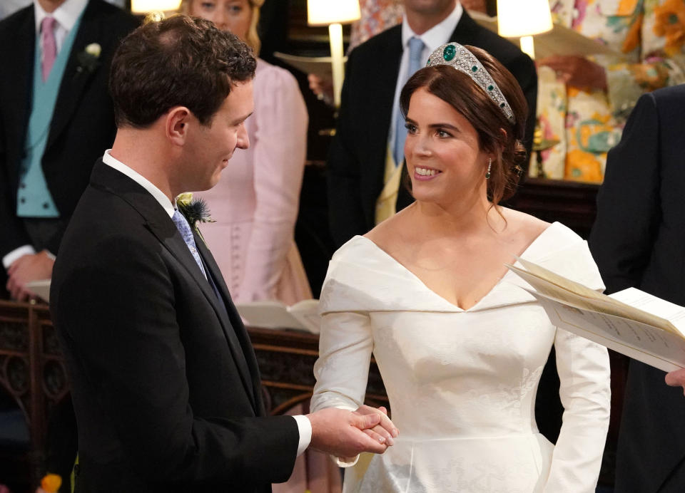 Princess Eugenie and Jack Brooksbank at at their royal wedding in 2018 - Credit: AP