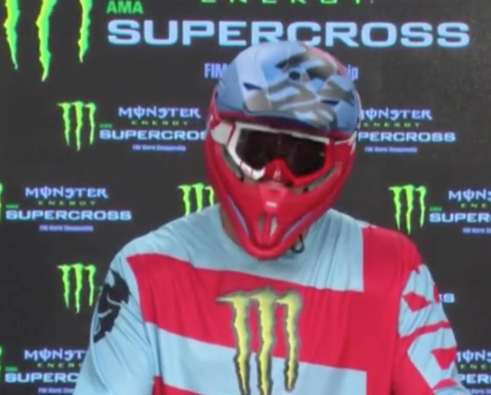 Rob Gronkowski was at Gillette Stadium on Saturday promoting a Supercross event. (Screengrab from WBZ/CBS Boston)