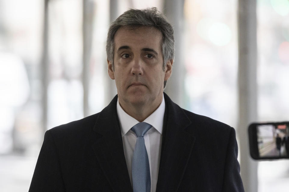Michael Cohen arrives at the district attorney's office to testify before a grand jury in New York, Monday, March 13, 2023. (AP Photo/Yuki Iwamura)