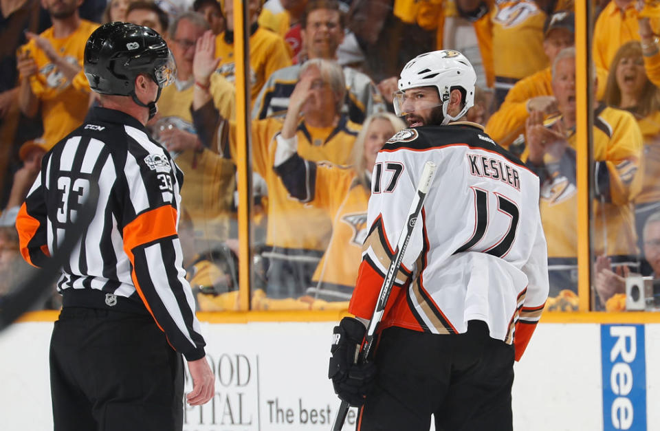 Ryan Kesler starred in a profoundly odd video on Sunday. (Getty Images)