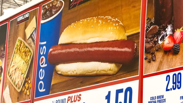 Costco hot dog on food court menu