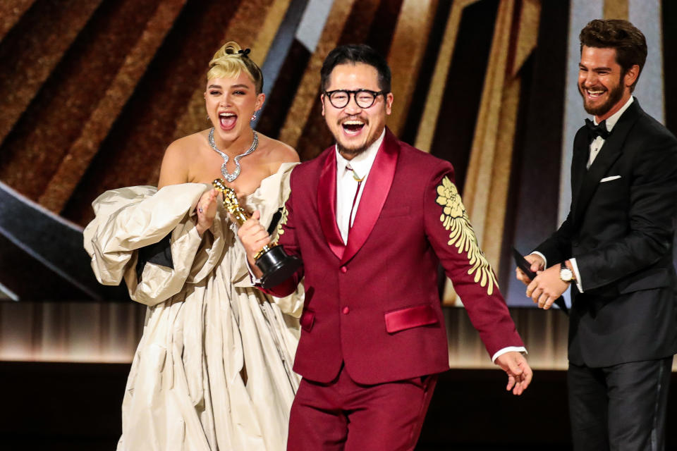 Daniel Kwan accepts the Oscar for Best Original Screenplay for 