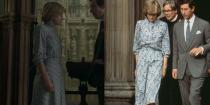 <p>In a pivotal scene, just days before their wedding, <em>The Crown </em>depicts Prince Charles and Diana at their rehearsal in St Paul's Cathedral. Actress Emma Corrin wore an almost identical floral frock to what Princess Diana wore to her rehearsal in 1981. </p><p><strong>RELATED</strong>: <a href="https://www.goodhousekeeping.com/life/entertainment/a34882067/the-crown-princess-diana-accuracy-paul-burrell/" rel="nofollow noopener" target="_blank" data-ylk="slk:Princess Diana's Butler Says 'The Crown' Is "Pretty Close to the Truth";elm:context_link;itc:0;sec:content-canvas" class="link ">Princess Diana's Butler Says 'The Crown' Is "Pretty Close to the Truth"</a></p>