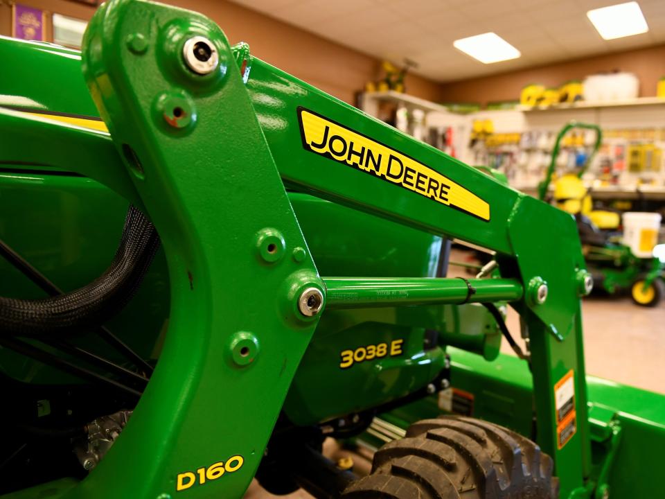 FILE PHOTO: John Deere equipment is seen at a John Deere dealership in Taylor, Texas, U.S., February 16, 2017. REUTERS/Mohammad Khursheed