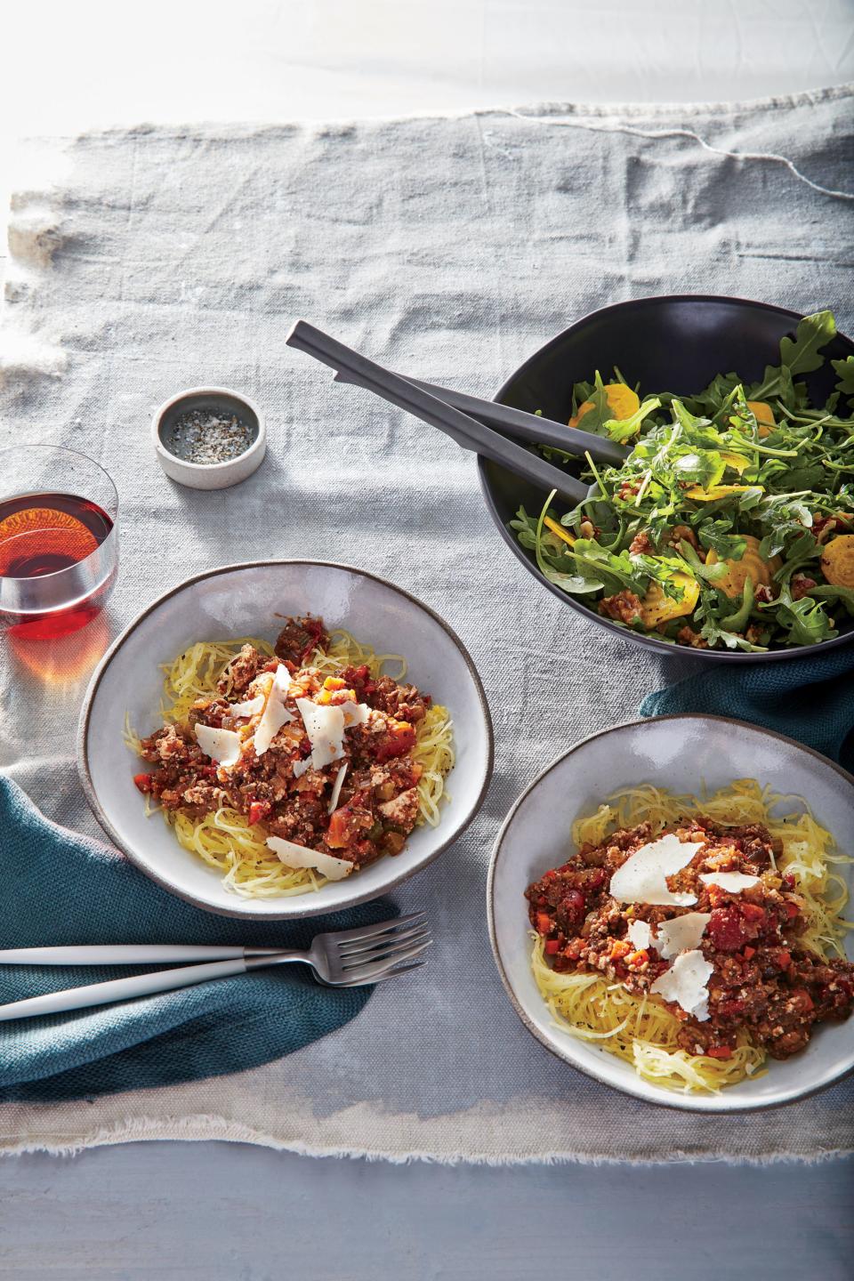 Mushroom Bolognese over Spaghetti Squash